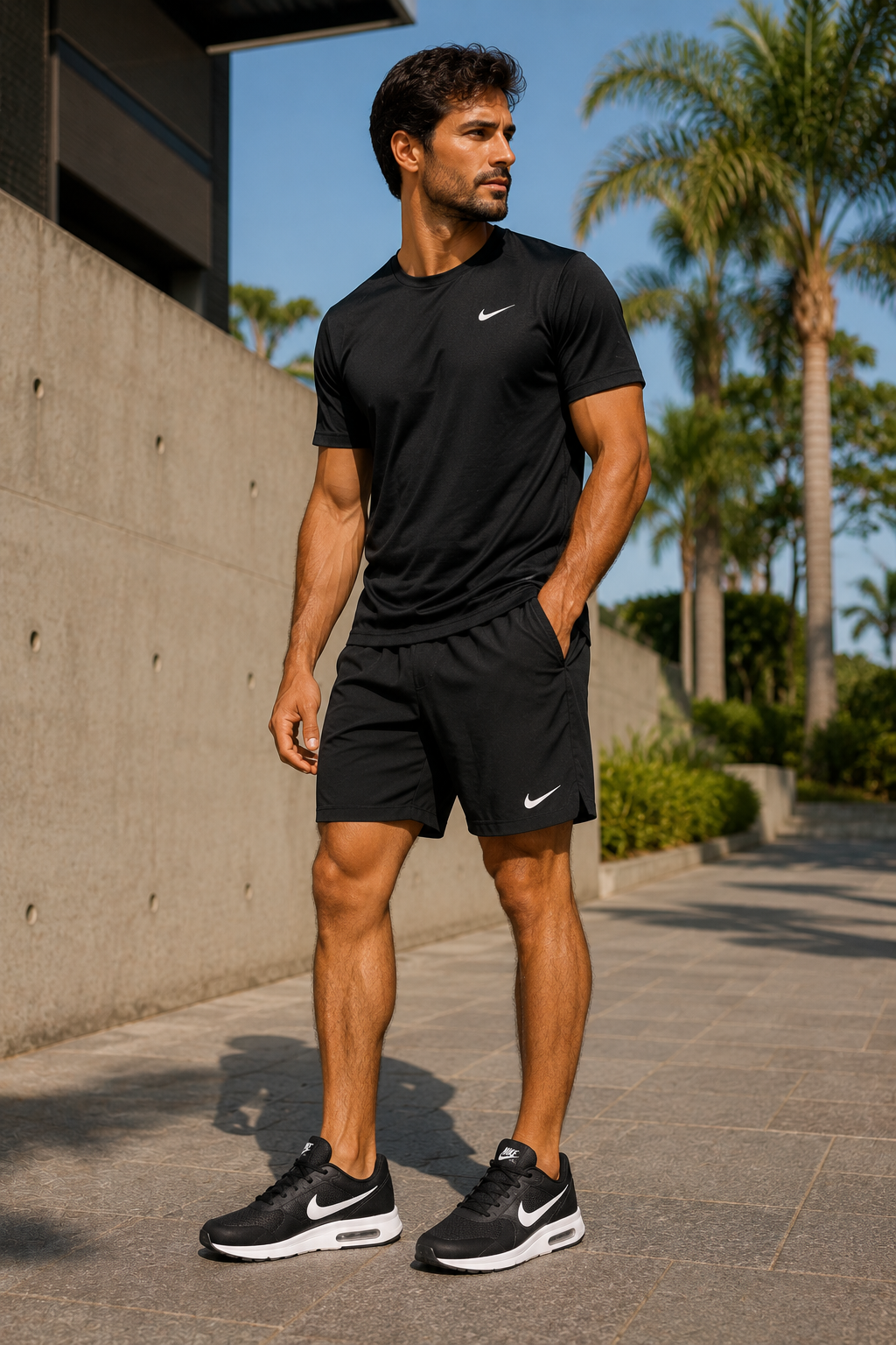 Homem usando roupas esportivas e tênis Nike